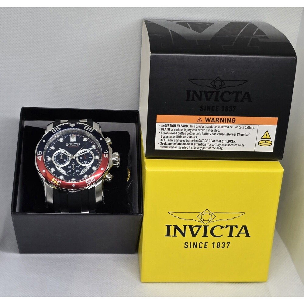 Invicta Pro Diver SCUBA Men's Watch 48mm Black Steel 44521 Pepsi Bezel Blue Dial - Picture 2 of 5